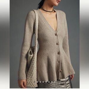 NWT Maeve Anthropologie hourglass cardigan sweater, taupe, XS